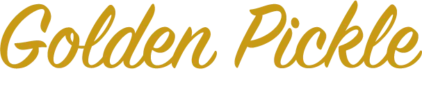 Gold text "Golden Pickle" in a script font; White text "Sports Bar" is all caps and sans serif font